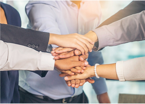 Team hands holding